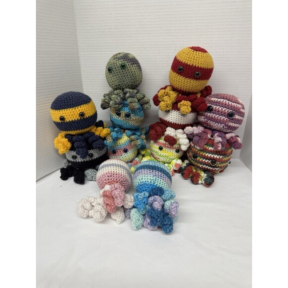 Handmade Crochet Octopus Plush-Soft Amigurumi Toy-Gift Sea Nautical Ocean Decor - Picture 4 of 16